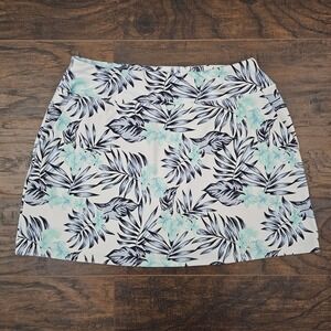 Tommy Bahama Women's Large White Blue Floral Golf Skirt Skort Hawaiian Tropical